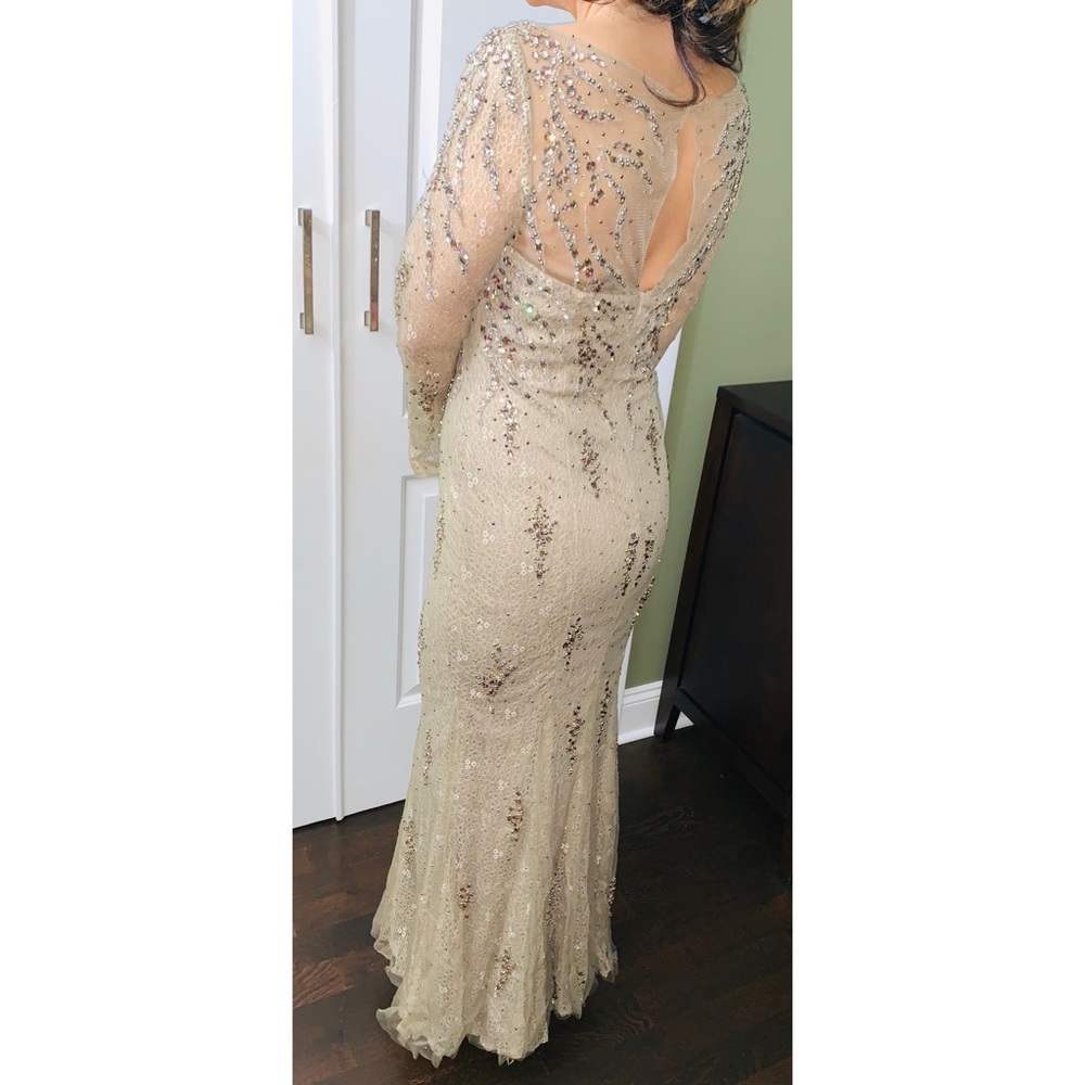 Beaded Lace Floor Length Mother of the Bride Gown - Picture 5 of 8